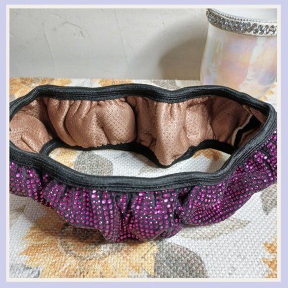 Dark Pink Bling Cloth Steering Wheel Cover, Steering Wheel Cover, Auto Accessory - Picture 2 of 5